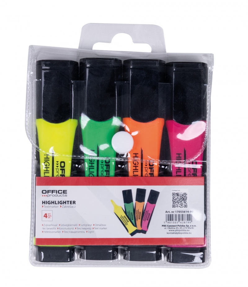 Набір маркерів текстових з гумовим покриттям 2-5 мм, 4 шт OFFICE PRODUCTS 17055614-99